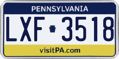 PA license plate LXF3518