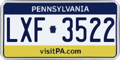 PA license plate LXF3522