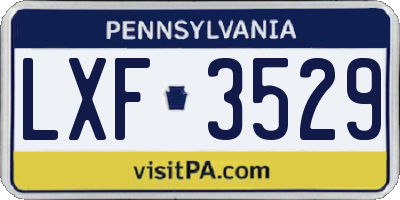 PA license plate LXF3529