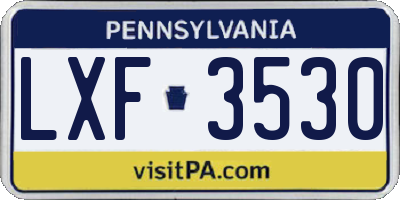 PA license plate LXF3530