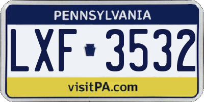 PA license plate LXF3532