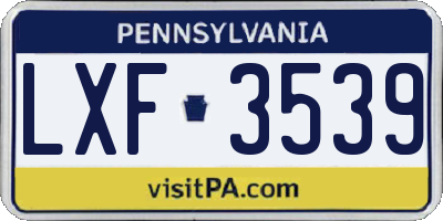 PA license plate LXF3539