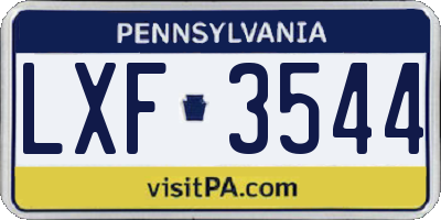 PA license plate LXF3544