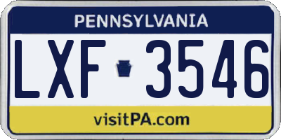 PA license plate LXF3546