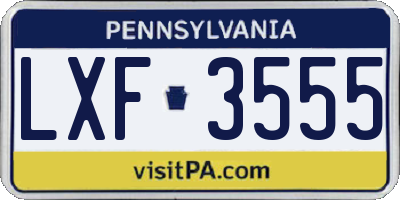 PA license plate LXF3555