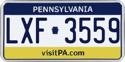 PA license plate LXF3559