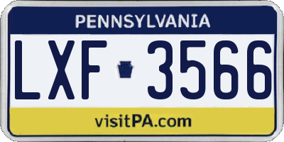PA license plate LXF3566