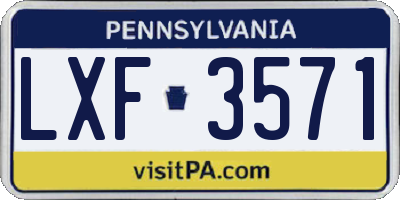 PA license plate LXF3571