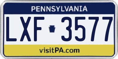 PA license plate LXF3577