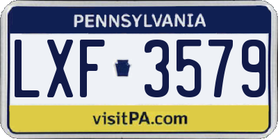 PA license plate LXF3579