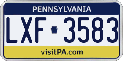 PA license plate LXF3583
