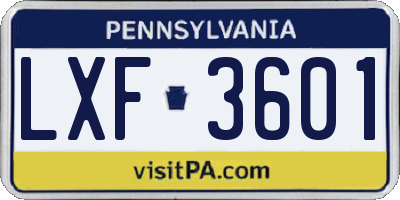 PA license plate LXF3601