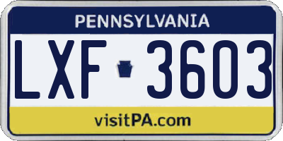 PA license plate LXF3603