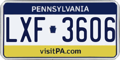PA license plate LXF3606