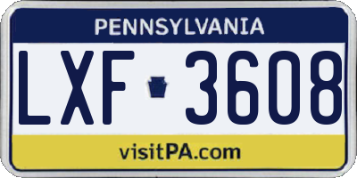 PA license plate LXF3608