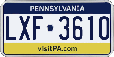 PA license plate LXF3610