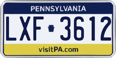 PA license plate LXF3612