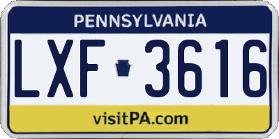 PA license plate LXF3616