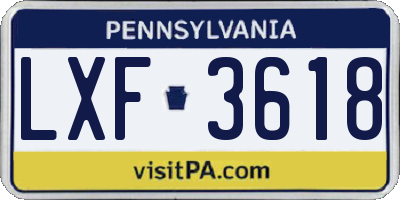 PA license plate LXF3618