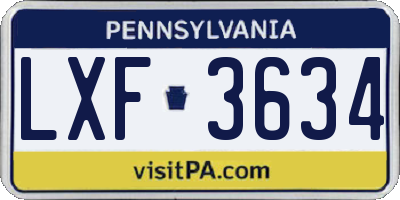 PA license plate LXF3634
