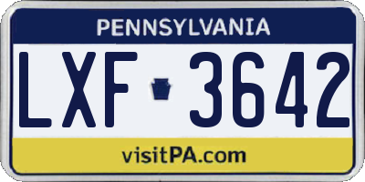 PA license plate LXF3642