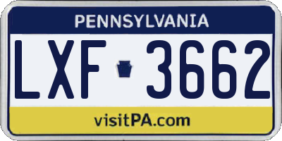 PA license plate LXF3662