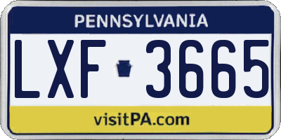 PA license plate LXF3665