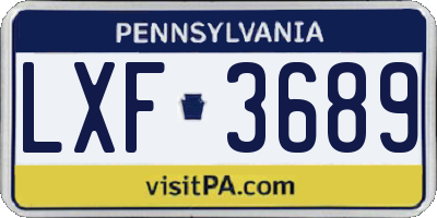 PA license plate LXF3689