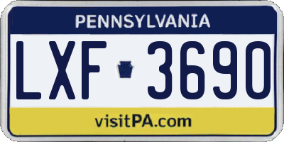 PA license plate LXF3690