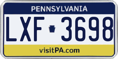 PA license plate LXF3698