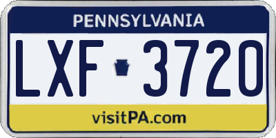 PA license plate LXF3720