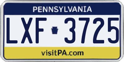 PA license plate LXF3725