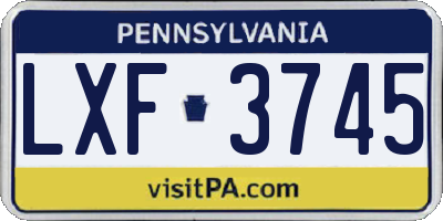 PA license plate LXF3745