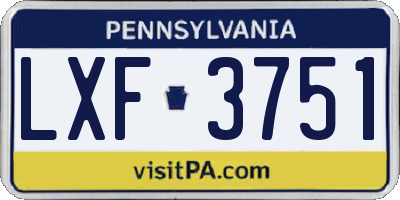 PA license plate LXF3751