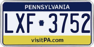 PA license plate LXF3752
