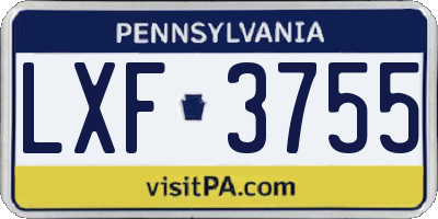 PA license plate LXF3755