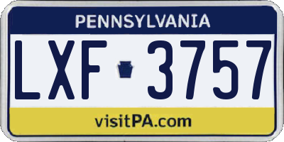 PA license plate LXF3757