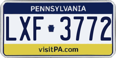PA license plate LXF3772