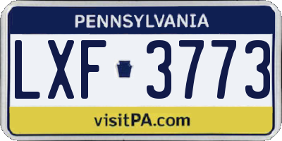 PA license plate LXF3773