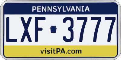PA license plate LXF3777