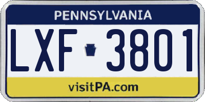 PA license plate LXF3801