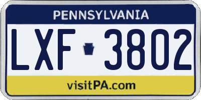 PA license plate LXF3802