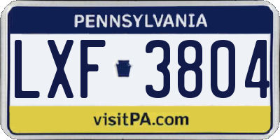 PA license plate LXF3804