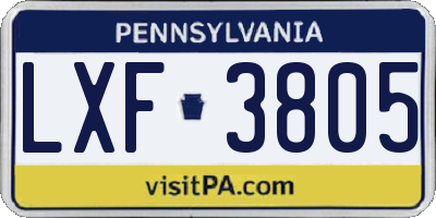PA license plate LXF3805