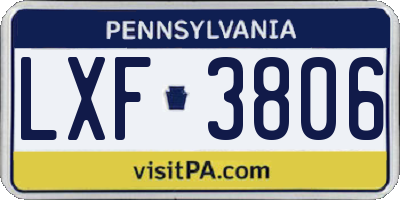 PA license plate LXF3806