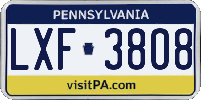PA license plate LXF3808