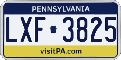 PA license plate LXF3825