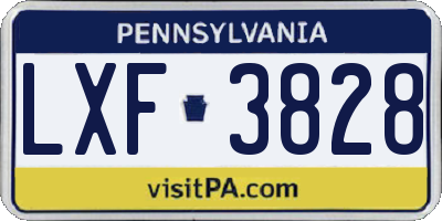 PA license plate LXF3828