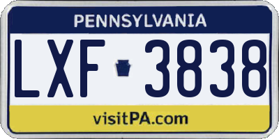 PA license plate LXF3838
