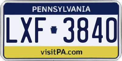 PA license plate LXF3840